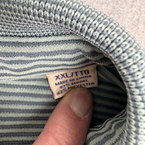 Tommy Bahama Shirt Mens 2XL Green Striped Modal Blend Polo Short Sleeve Casual - Picture 8 of 13